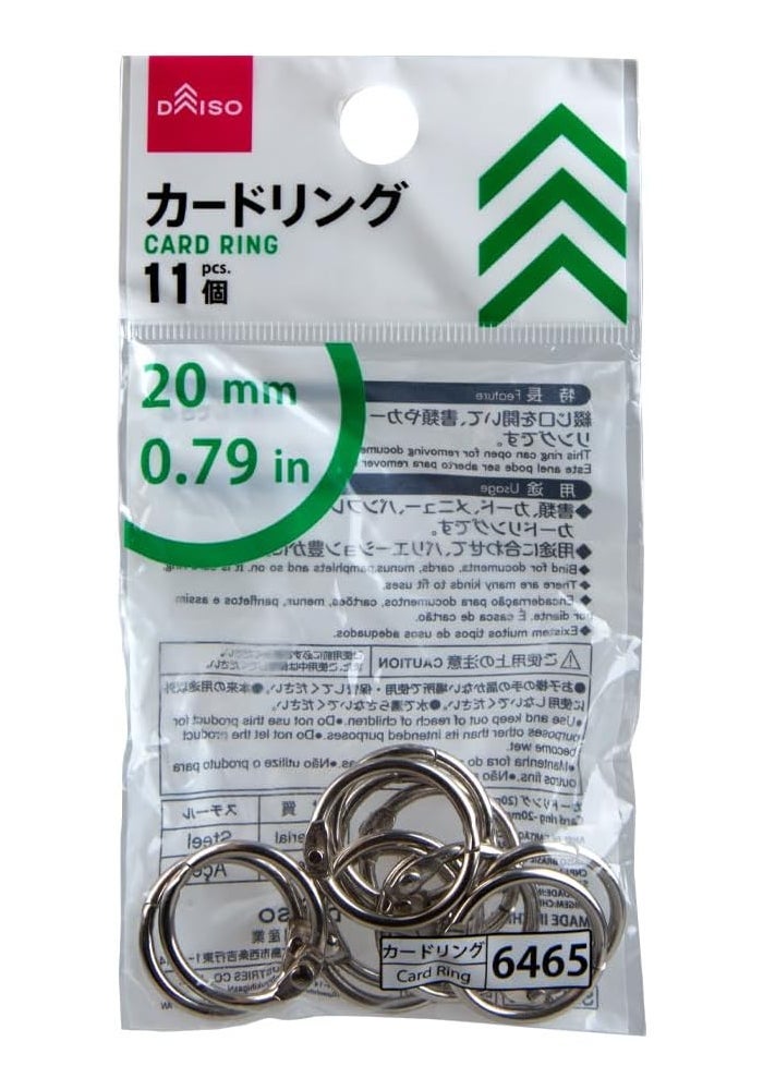 Daiso Card Ring Binder Clip Set of 11 Pieces – 20mm (0.79in) Silver